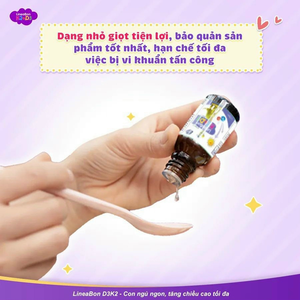 Vitamin D3 giúp tăng chiều cao cho bé Lineabon K2+D3 (mọi đối tượng từ trẻ sơ sinh đến người trưởng thành)