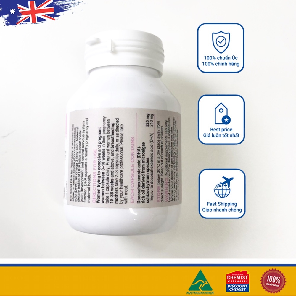 Bioisland dha cho bà bầu -Úc-60 viên