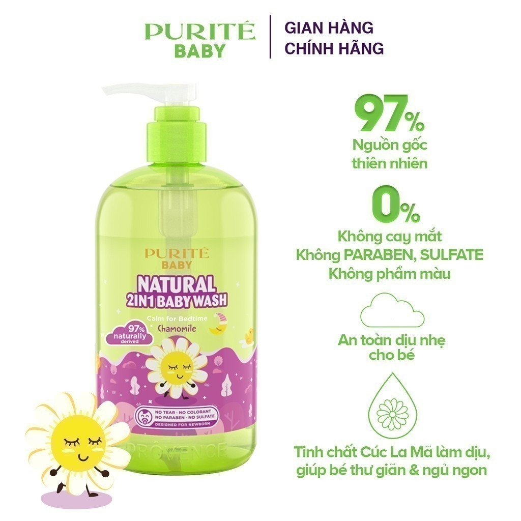 Sữa Tắm Gội Purité Baby Natural 2in1 250ml