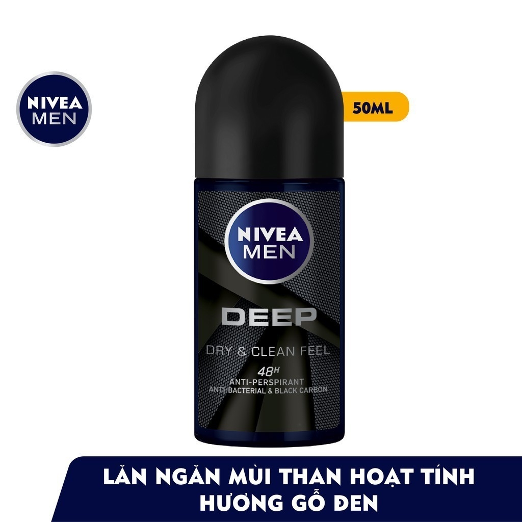 Lăn Ngăn Mùi NIVEA MEN Deep Than Hoạt Tính