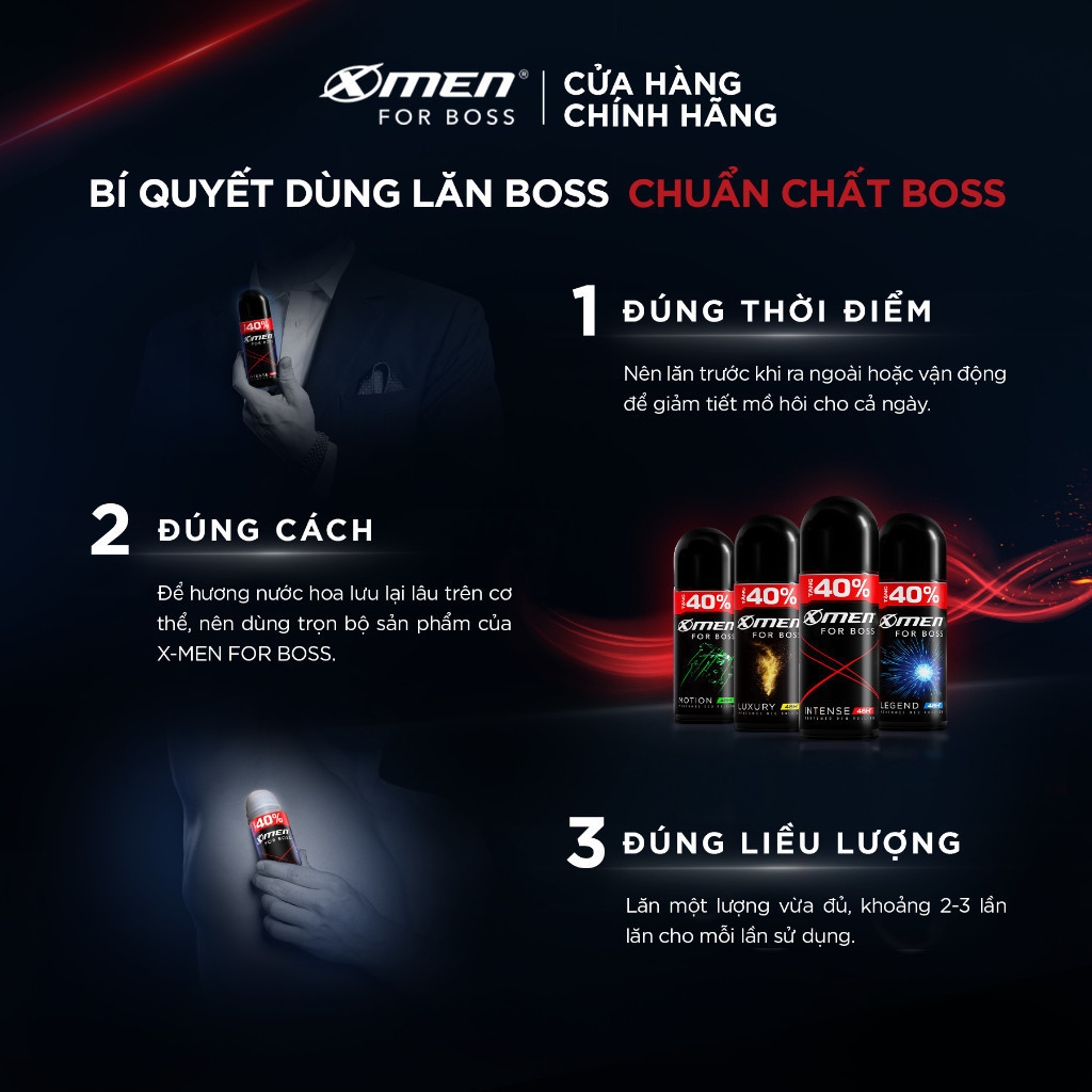 Lăn Khử Mùi Nam X-Men For Boss Khử Mùi Ngăn Điều Tiết Mồ Hôi Nam Giới