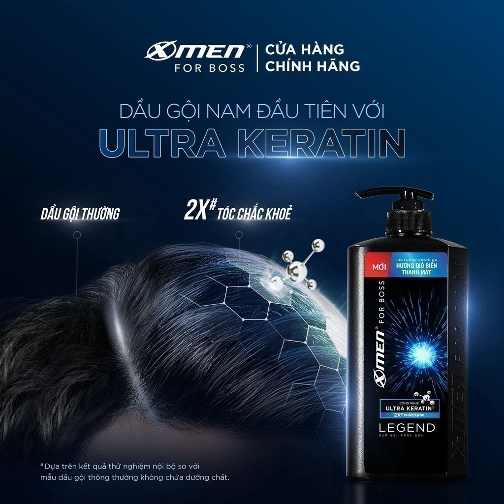 Dầu gội X-Men  850ml for Boss hương gió biển thanh mát Legend với Ultra Keratin