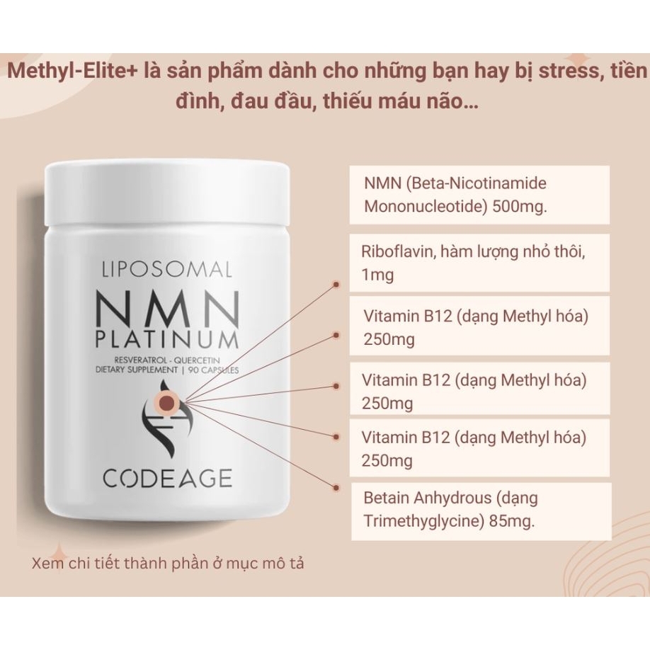 Viên uống chống lão hóa da Codeage Liposomal NMN 90 viên