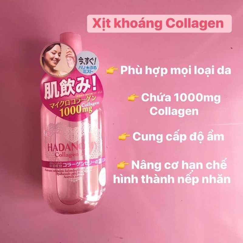 Xịt khoáng collagen Hadanomy 250ml-Nhật Bản