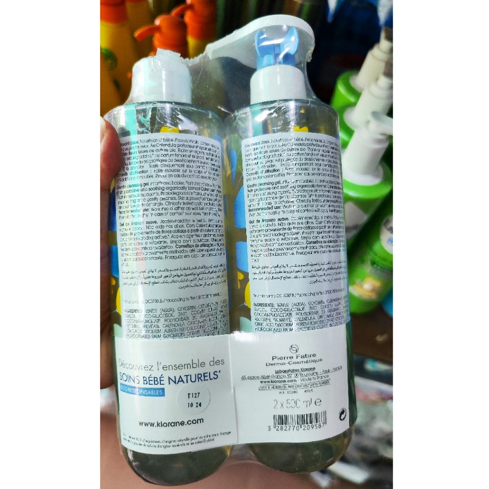 Combo 2 chai sữa tắm gội Klorane bebe của Pháp cho bé 500ml / 1 chai