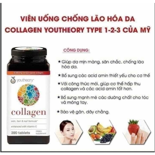 Viên uống Collagen Youtheory 390 viên Mỹ