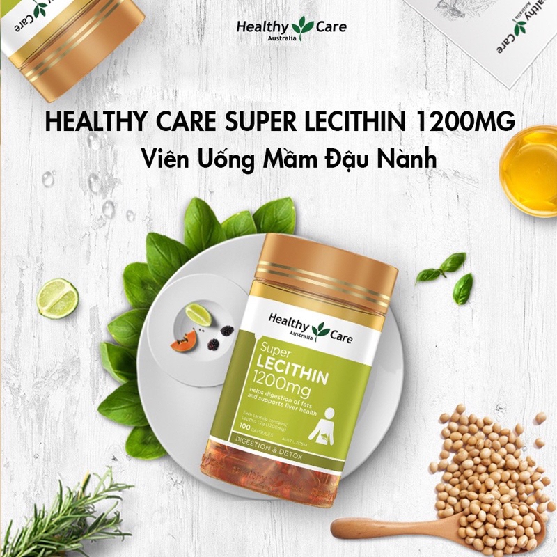 Viên Uống Mầm Đậu Nành Super Lecithin 1200Mg Healthy Care-ÚC