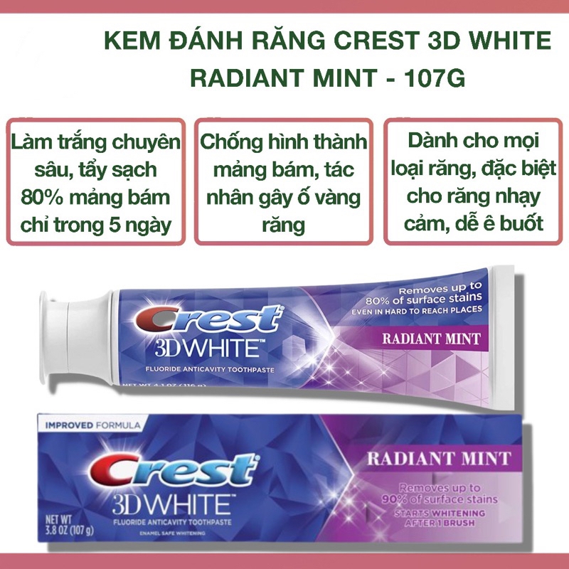 KEM ĐÁNH RĂNG 3D WHITE CREST-mỹ