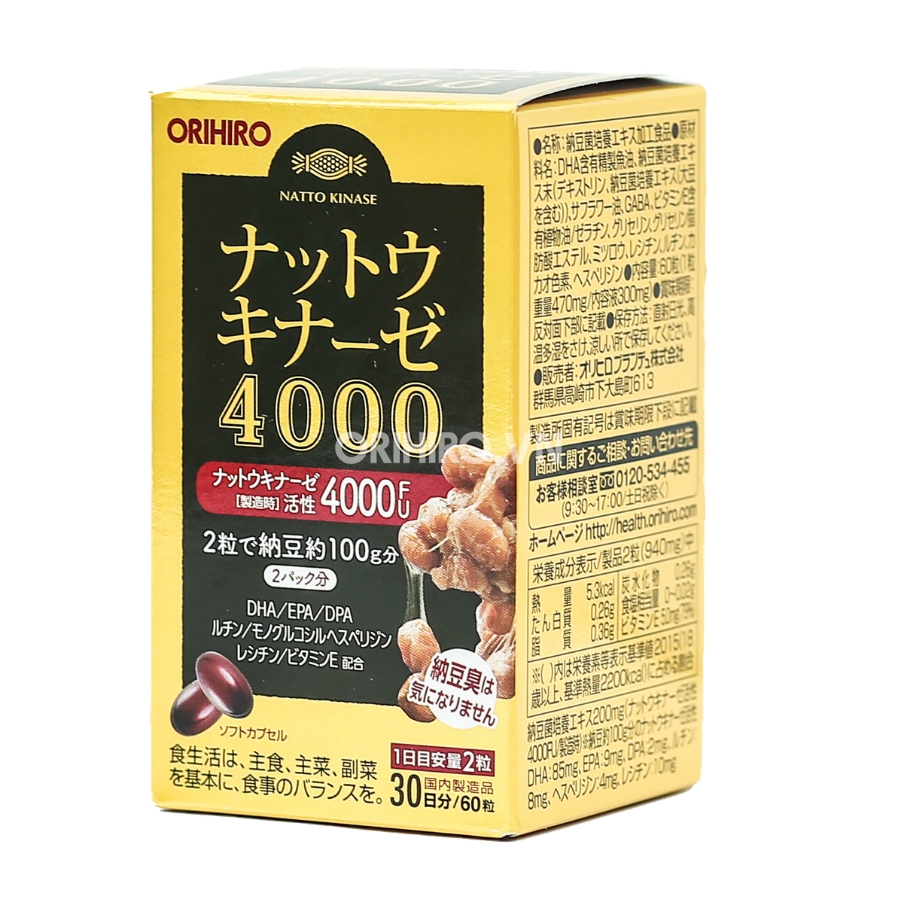 Viên Uống Chống Tai Biến Nattokinase ORIHIRO 60 viên - 4000FU-nhật