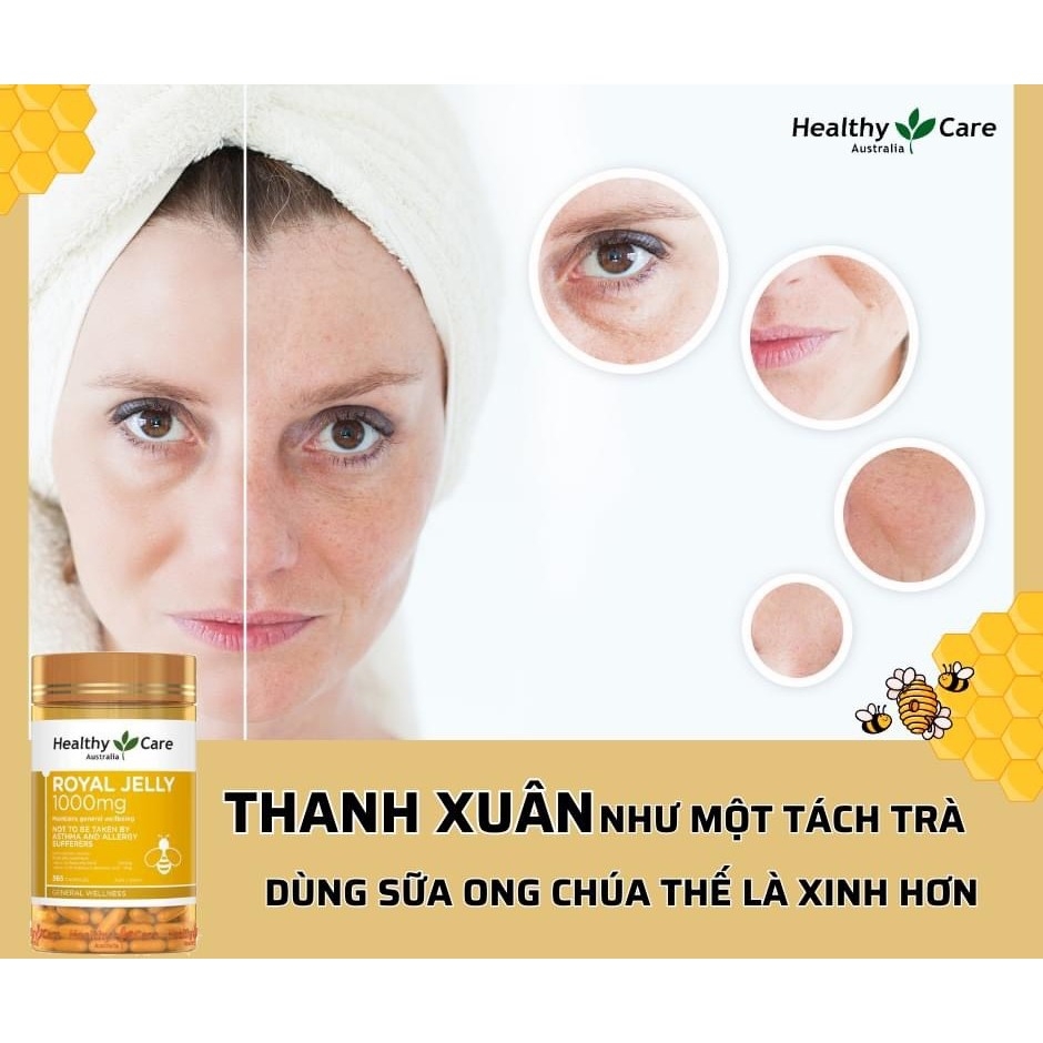 Sữa Ong Chúa Royal Jelly 1000 Healthy Care hộp 365 viên-ÚC