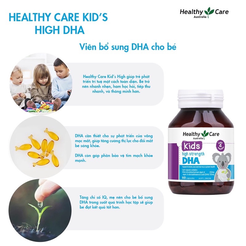 Viên bổ sung DHA Healthy Care của Úc (60 viên)