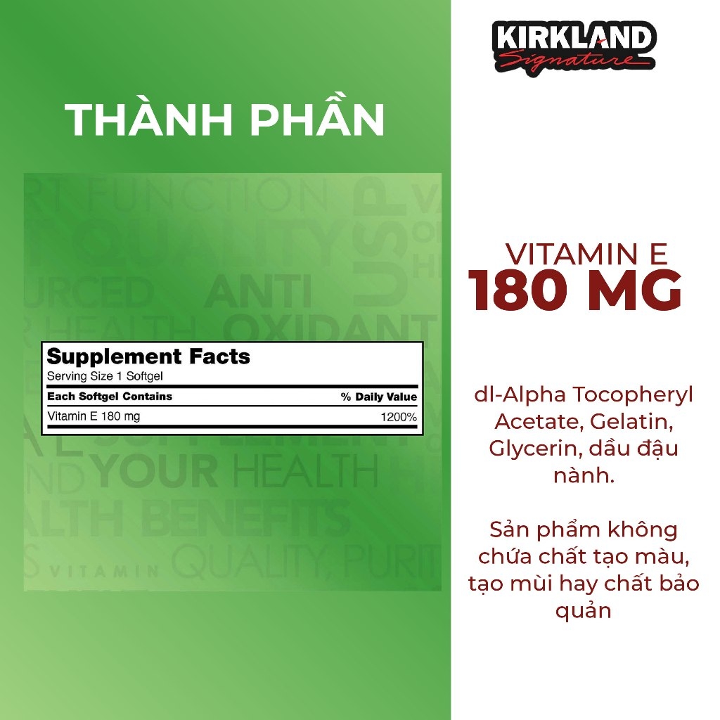 Viên uống Vitamin E MỸ Kirkland 500 viên- Mỹ