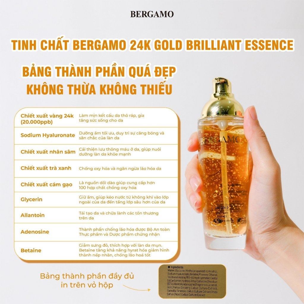 Tinh Chất BERGAMO 24K GOLD BRILLIANT ESSENCE 110Mhàn