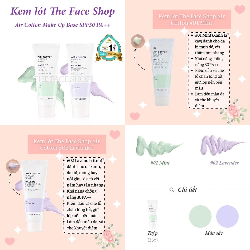 Kem lót The Face Shop Air Cotton Makeup Base-hàn