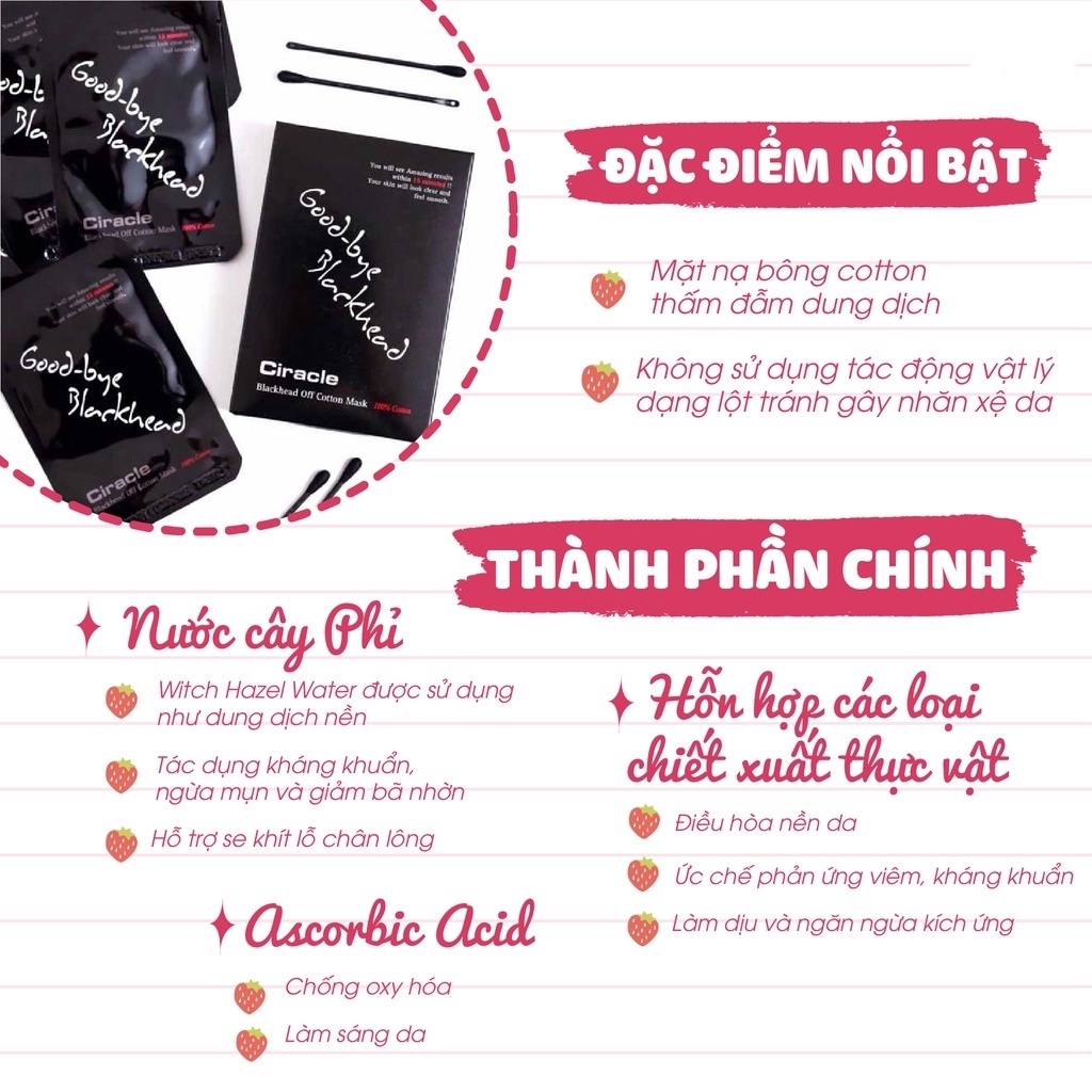 Mặt Nạ Đẩy Mụn Đầu Đen Ciracle Goodbye Blackhead (Miếng)-hàn