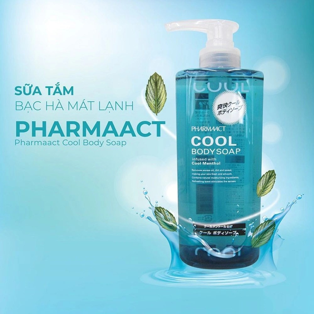 Sữa tắm nam Pharmaact Cool Body Soap 550ml - Bạc hà mát lạnh sạch nhẹ dịu da-nhật
