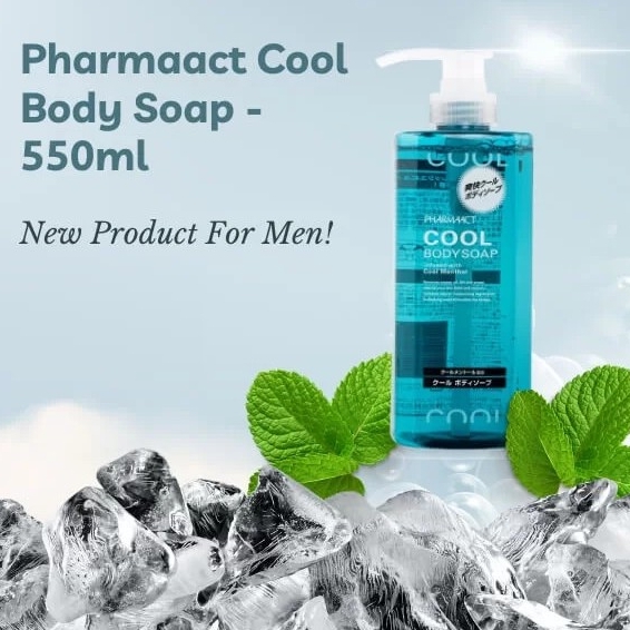 Sữa tắm nam Pharmaact Cool Body Soap 550ml - Bạc hà mát lạnh sạch nhẹ dịu da-nhật