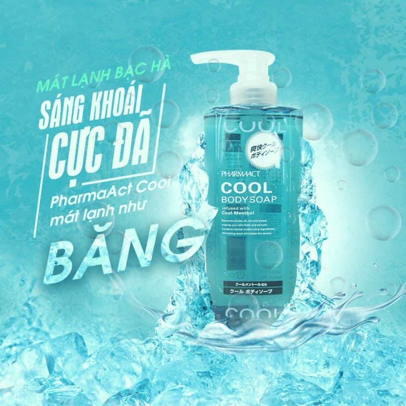 Sữa tắm nam Pharmaact Cool Body Soap 550ml - Bạc hà mát lạnh sạch nhẹ dịu da-nhật