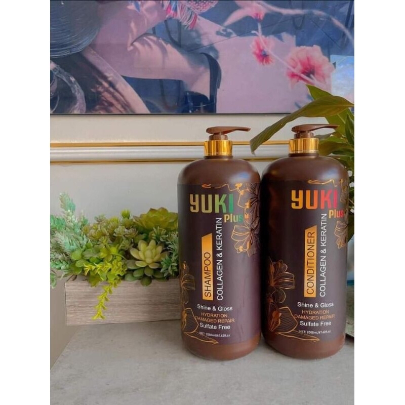 Dầu gội xả keratin yuki plus 2000ml chống rụng tóc mềm mượt