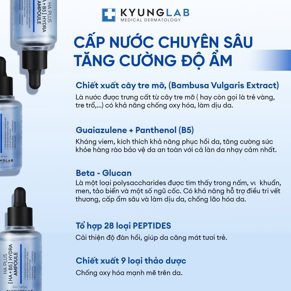 Serum HA B5 KyungLab Hydra Ampoule cấp ẩm cấp nước căng bóng sáng da 50ML
