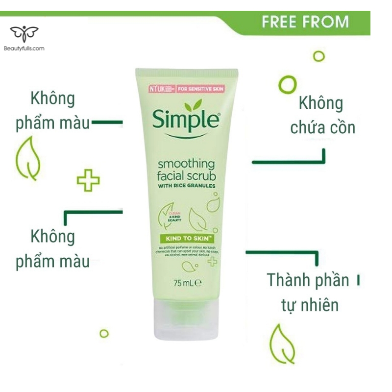 Tẩy Da Chết Simple Kind To Skind Smoothing Facial Scrub - 75ml