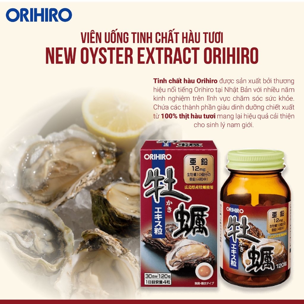 Tinh chất Hàu tươi Nhật Orihiro 120 viên- Nhật Bản