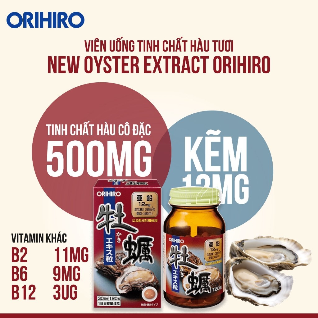 Tinh chất Hàu tươi Nhật Orihiro 120 viên- Nhật Bản