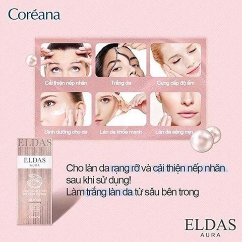 Tinh Chất Tế Bào Gốc Eldas Aura Shine Gold Pearl Premium Peptide All In One Coréana-hàn