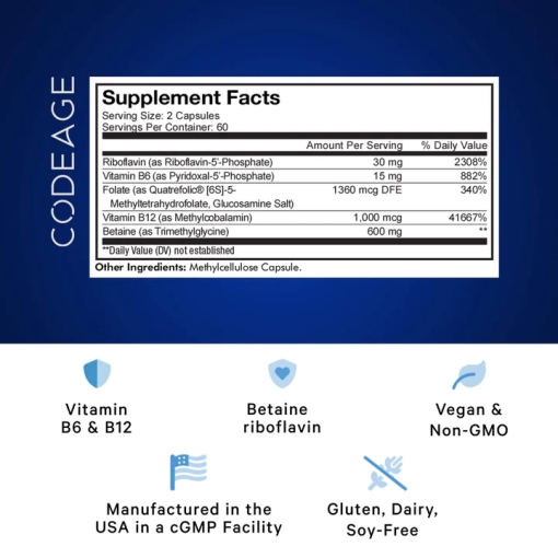 Viên uống bổ não Codeage Methylfolate B Complex 120 viên  5.0  6 đánh giá