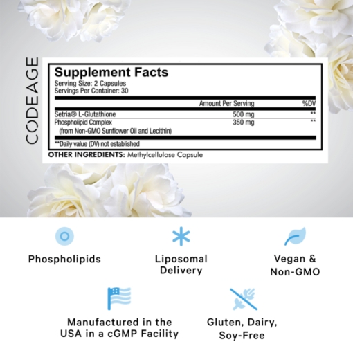 Viên uống trắng da CodeAge Liposomal Glutathione 500mg (60 viên)