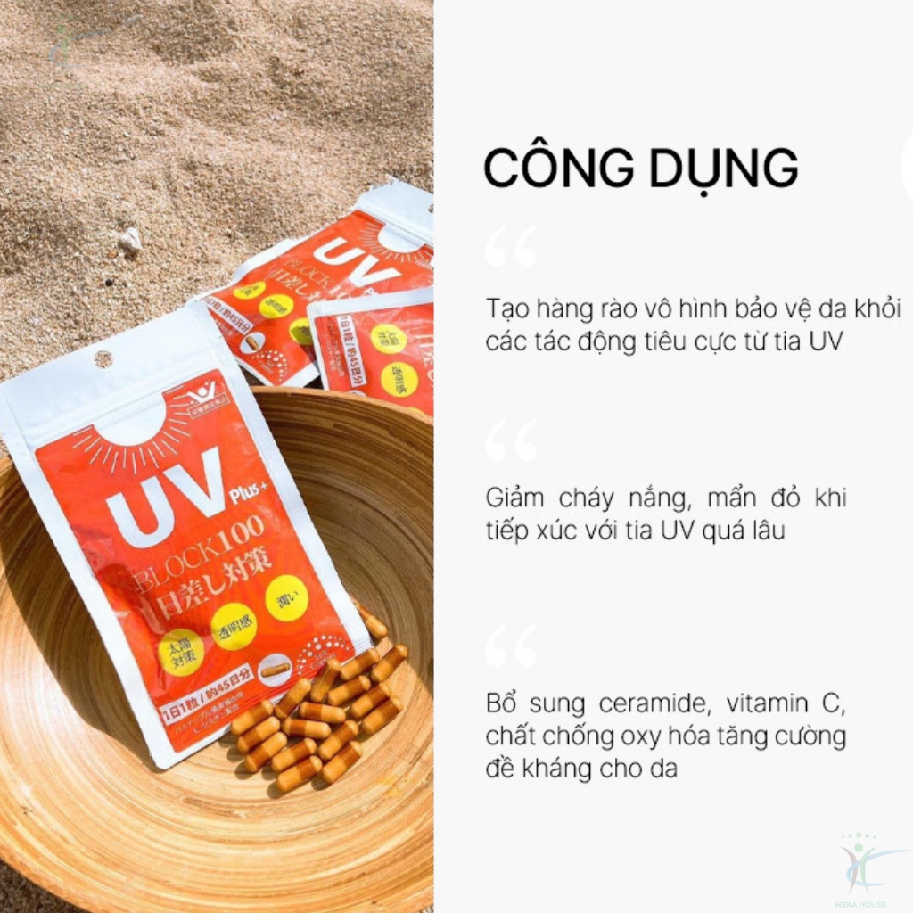 Viên Uống Chống Nắng Nhật Bản - UV PLUS BLOCK 100 (45 viên)