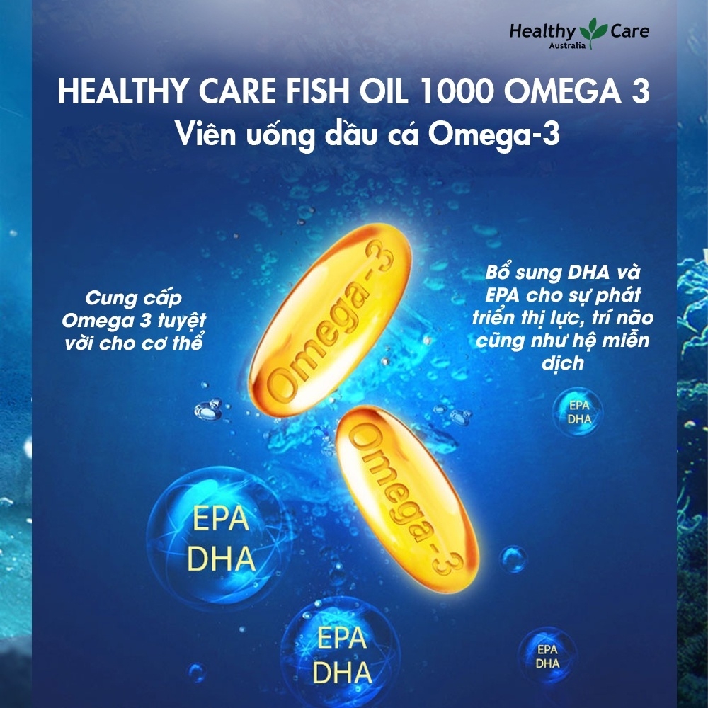 Dầu cá Healthy Care-OMEGA 3 1000mg-ÚC