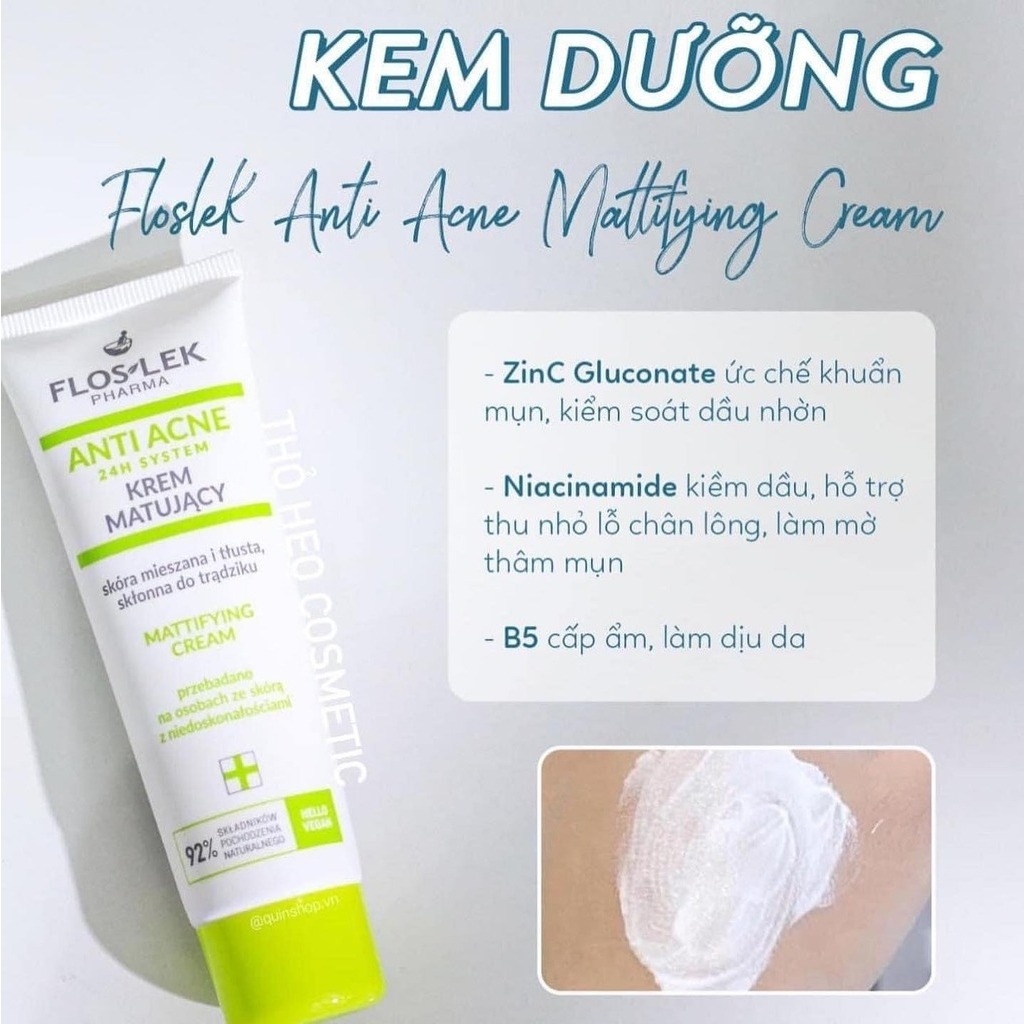 Kem dưỡng ẩm và kiểm soát dầu Floslek Anti Acne Mattifying Cream - 50ml-ba lan