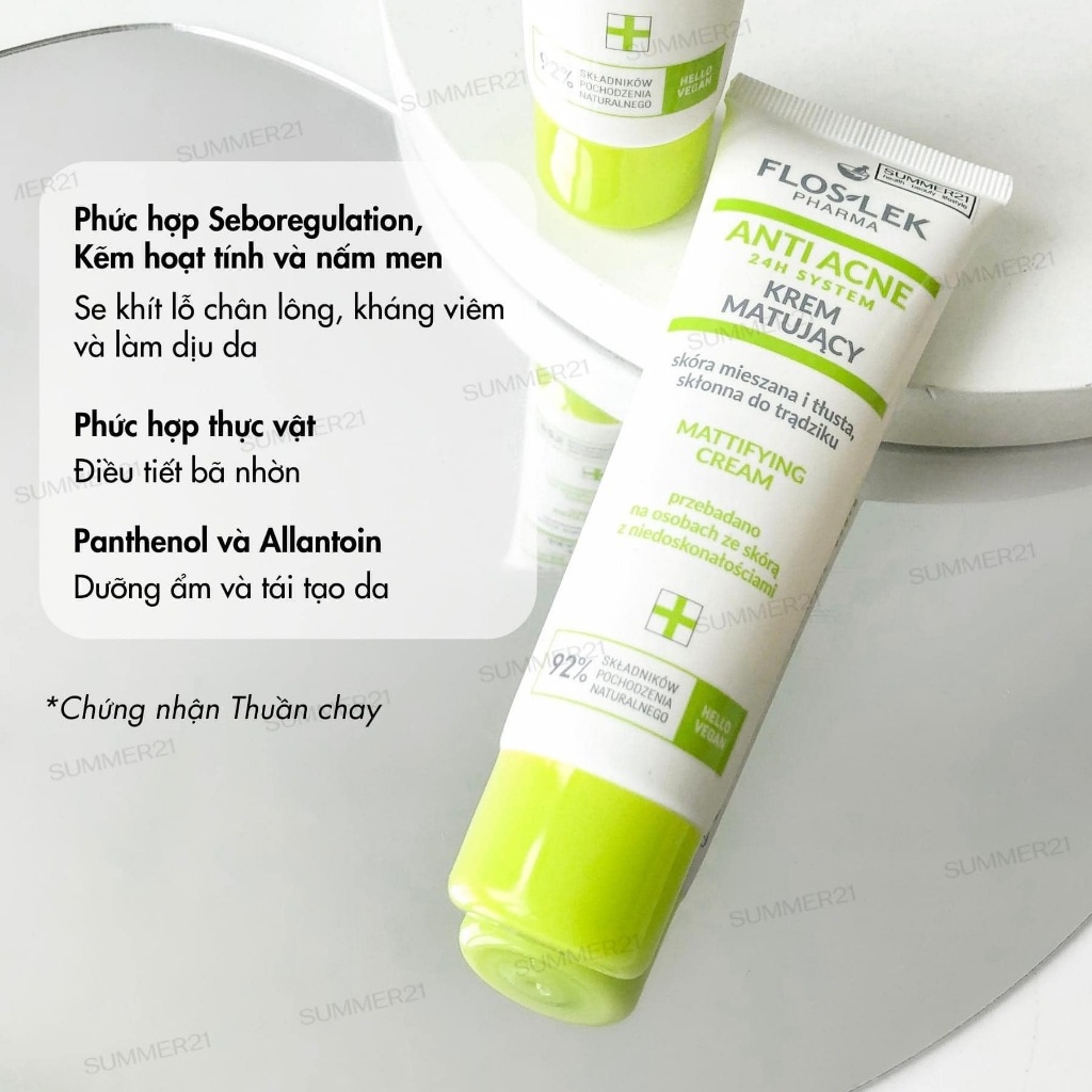 Kem dưỡng ẩm và kiểm soát dầu Floslek Anti Acne Mattifying Cream - 50ml-ba lan
