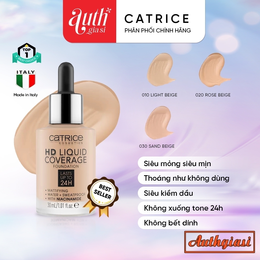 Kem Nền Kiềm Dầu - Catrice HD 24h Liquid Coverage Foundation - Che Phủ Hoàn Hảo
