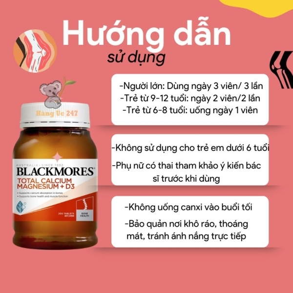 Viên uống Blackmores Bone Health Total Calcium Magnesium + D3 200viên-úc
