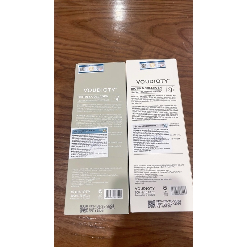 Bộ dầu gội xả Voudioty Keratin X9 Biotin & Collagen 500ml-Ý