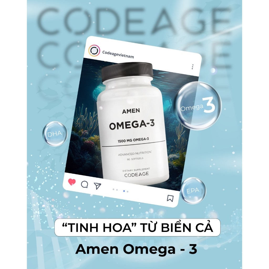 Viên Uống Dầu Cá Codeage Amen Omega-3 Tăng Cường Sức Khỏe, Đẹp Da 90 viên - beaute.superfood