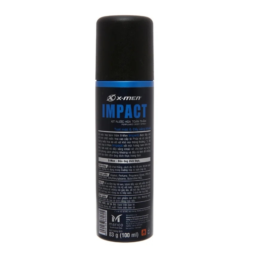 Xịt khử mùi hương nước hoa nam tính X-men Impact 100ml