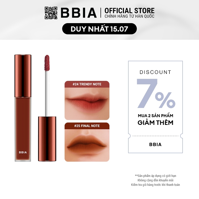 Son Bbia Last Velvet Lip Tint Version Kem Lì