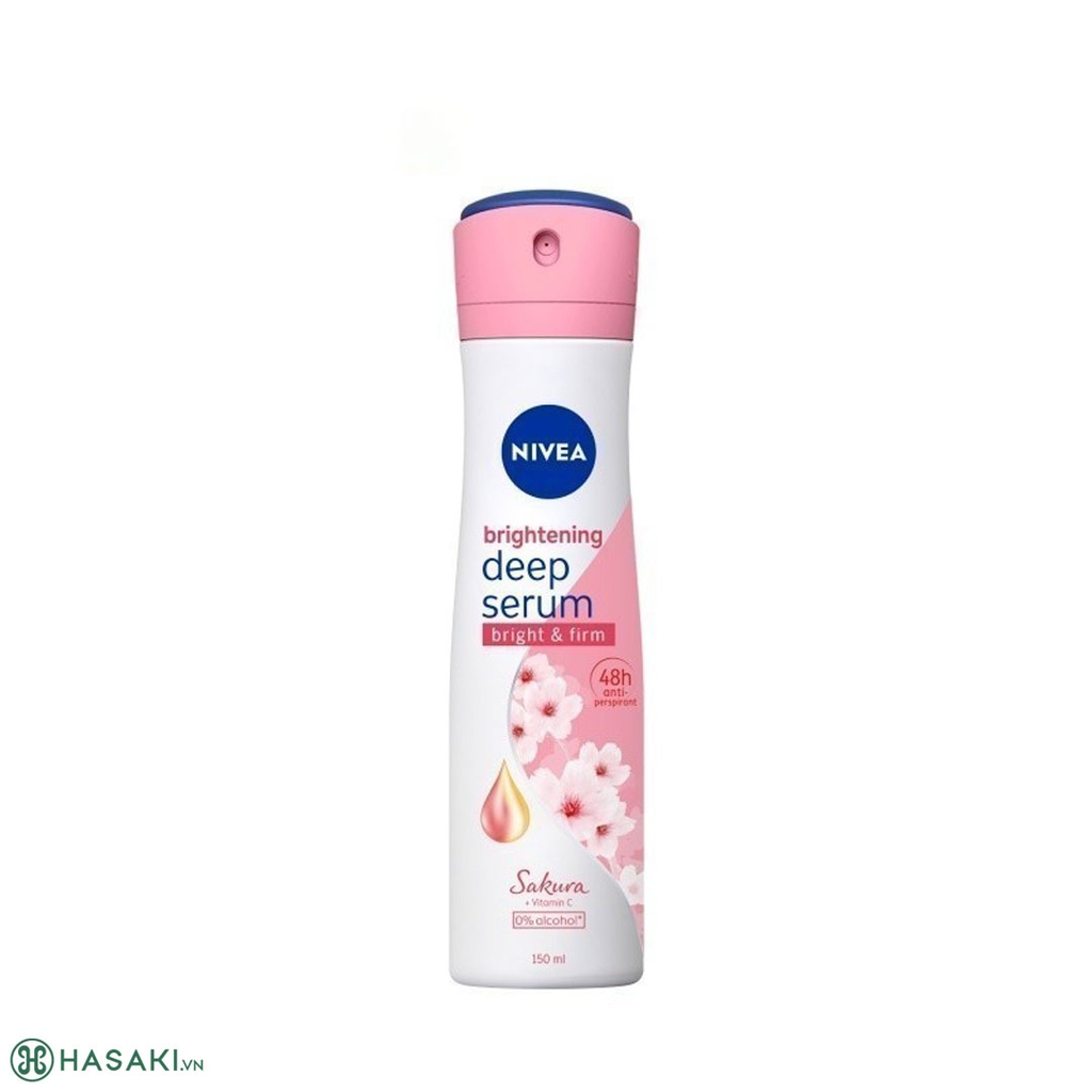 Xịt Khử Mùi Nivea Serum Sáng Da Hoa Anh Đào 150ml Whitening Deep Serum Sakura Spray