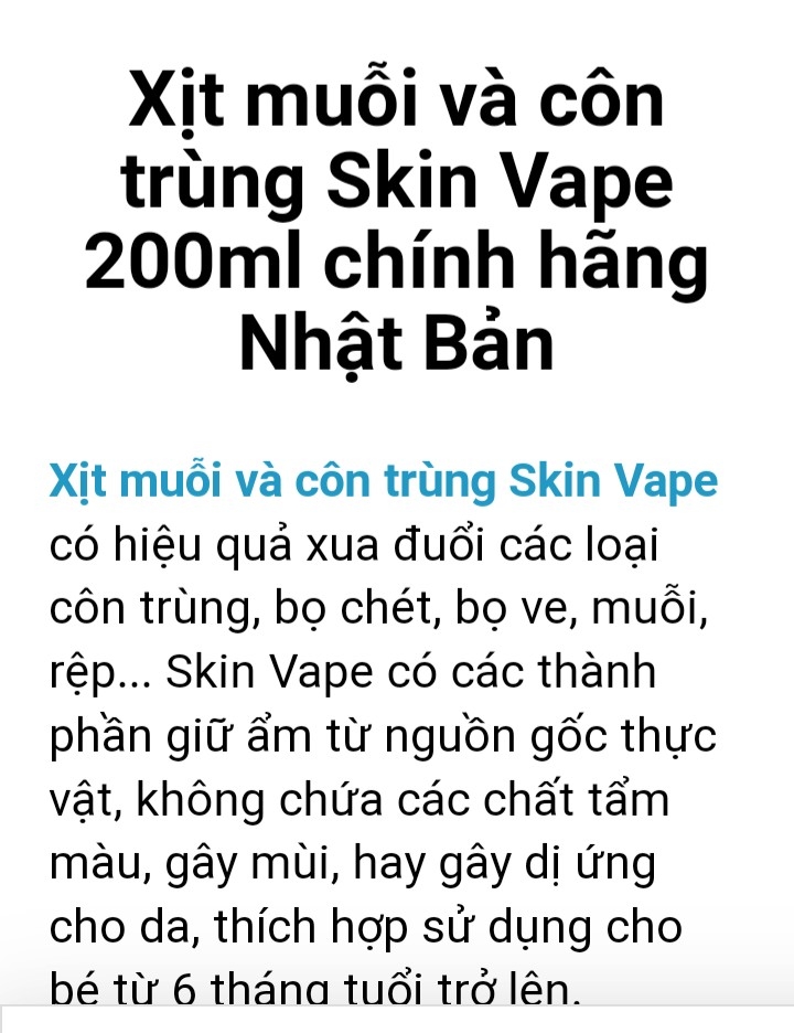 Xịt chống muổi SKIN VAPE-Nhật Bản-200ml-Xanh-T-20