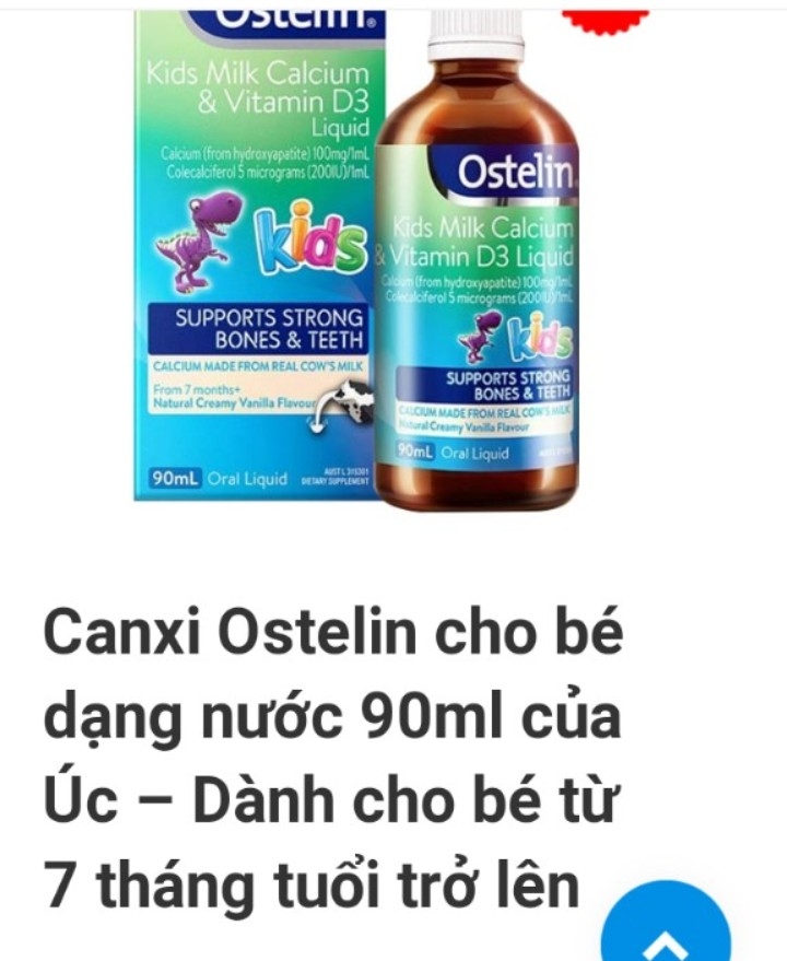 Canxi & vitamin D OSTELIN cho bé -Úc-900 ml (7M+)