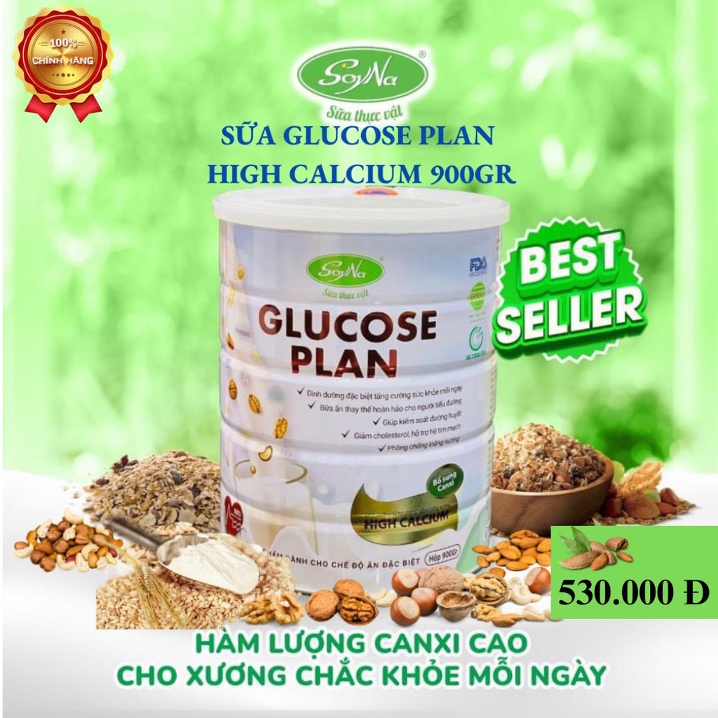 SỮA HẠT glucose plan caxi  tiểu đường CAO CẤP SOYNA - THƯƠNG HIỆU VIỆT- LON 900g Freeship