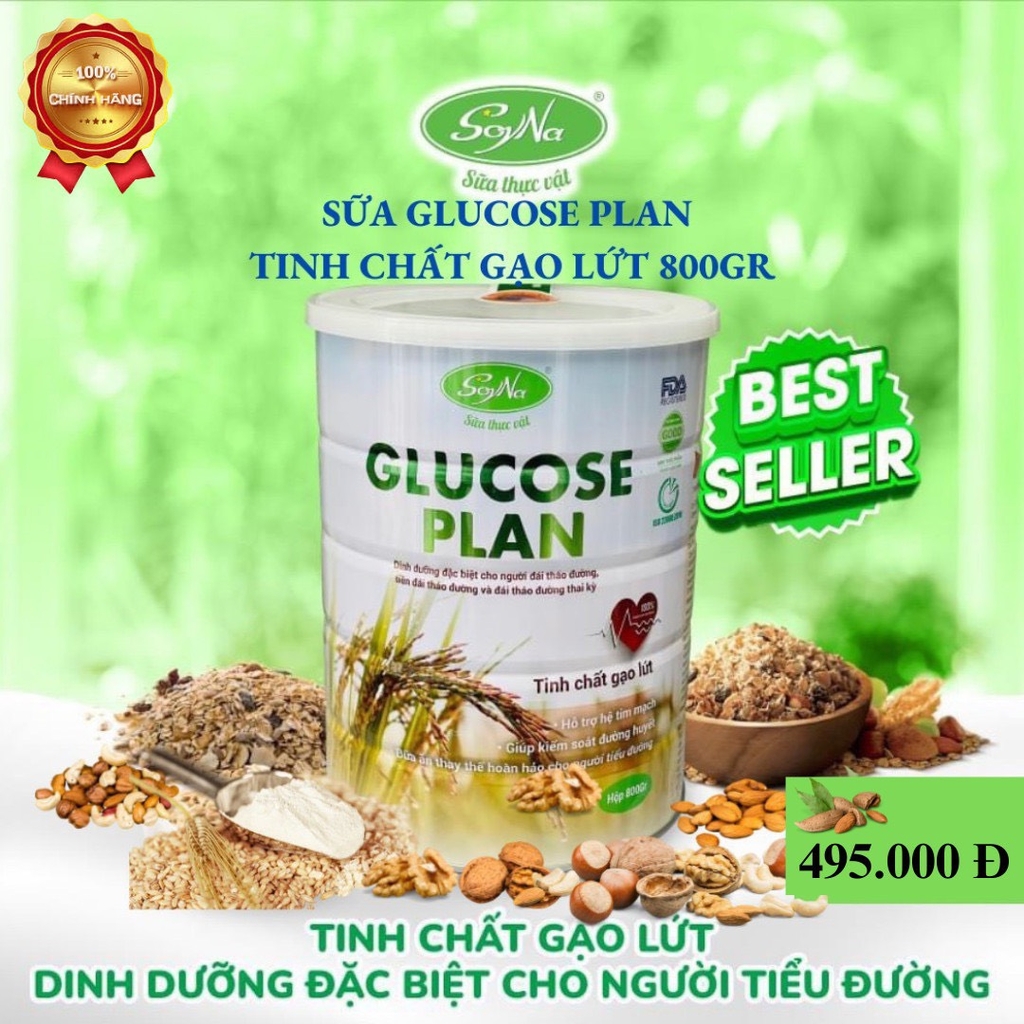 SỮA glucose plan tinh chất gạo lứcLON 900g  CAO CẤP SOYNA - THƯƠNG HIỆU VIỆT  -Freeship