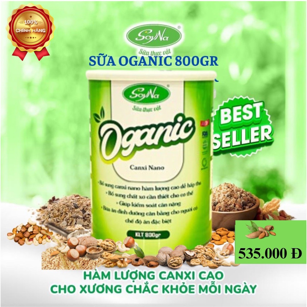 SỮA HẠT OGANIC CAO CẤP SOYNA - THƯƠNG HIỆU VIỆT -LON 900g-Feeship