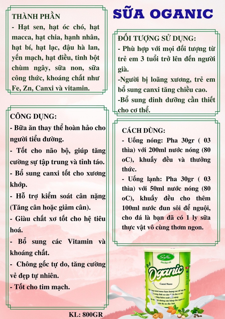 SỮA HẠT OGANIC CAO CẤP SOYNA - THƯƠNG HIỆU VIỆT -LON 900g-Feeship