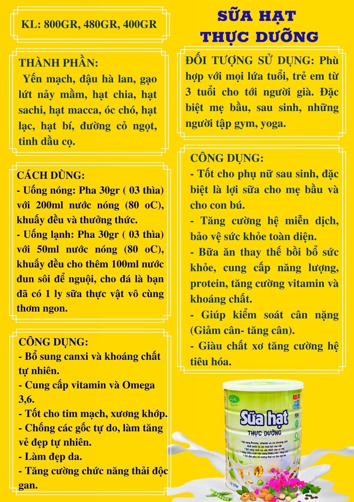 SỮA HẠT thực dưỡng tinh hoa lon 800g CAO CẤP SOYNA - THƯƠNG HIỆU VIỆT-Freeship