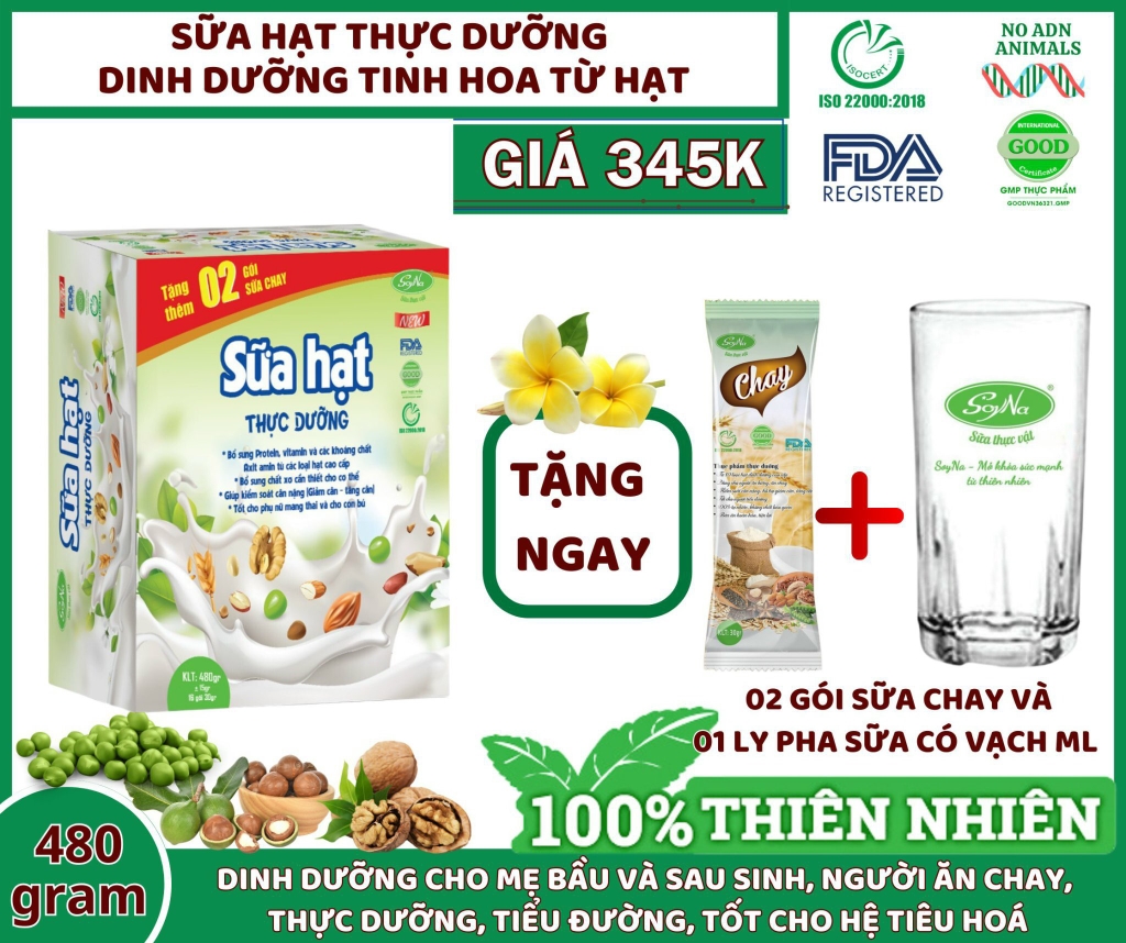 SỮA HẠT thực dưỡng tinh hoa lon 800g CAO CẤP SOYNA - THƯƠNG HIỆU VIỆT-Freeship