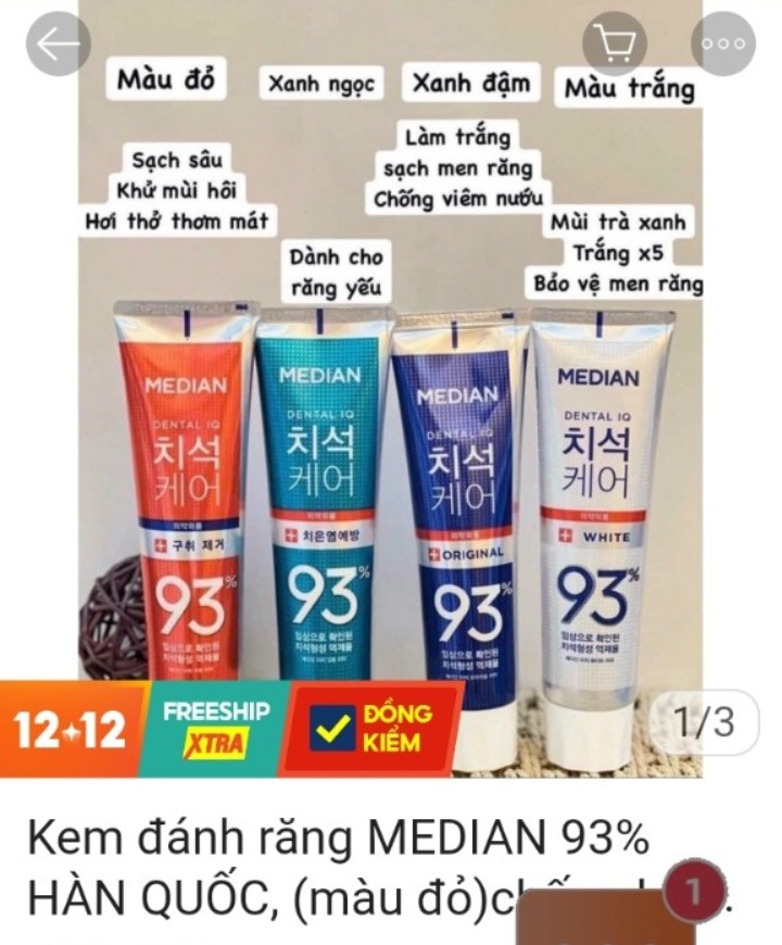 KEM ĐÁNH RĂNG N93-HÀN QUỐC TUÝP ( QKH CHỌN MÀU GHI CHÚ)